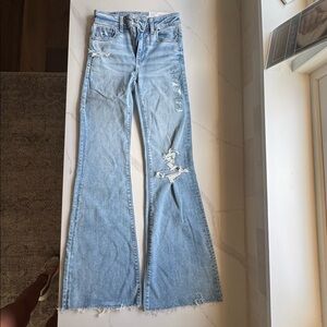 American Eagle super high-rise flare size 0 jeans, inseam 31”